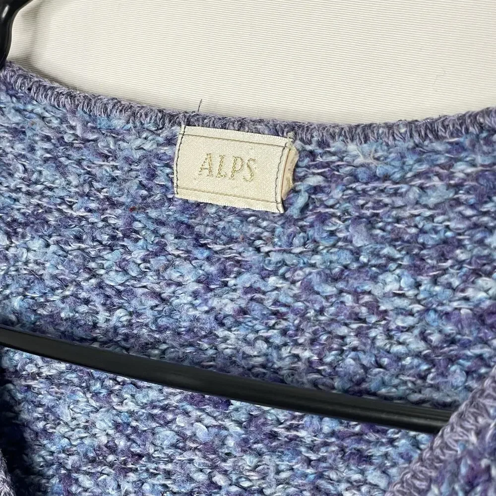 Vintage Alps Sweater Womens L Blue Chunky Boat Neck Pullover Boho Artsy Y2K - Picture 3 of 7